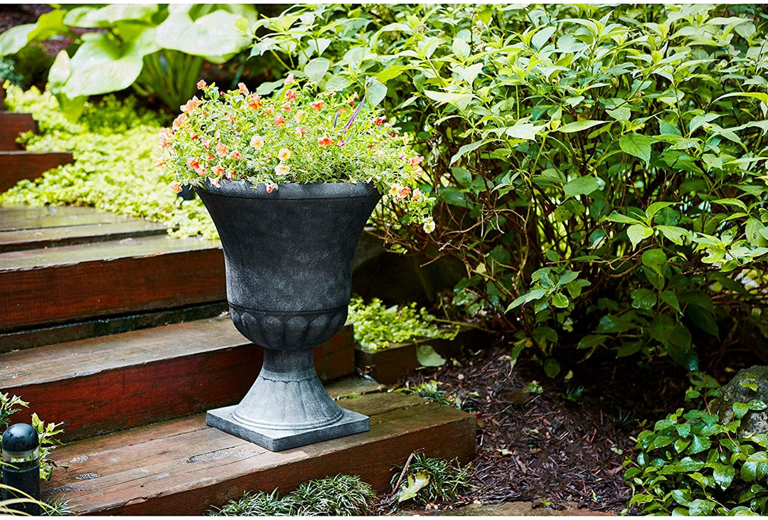 21" Urn Weathered Black Traditional Round Resin - Diamond Home USA