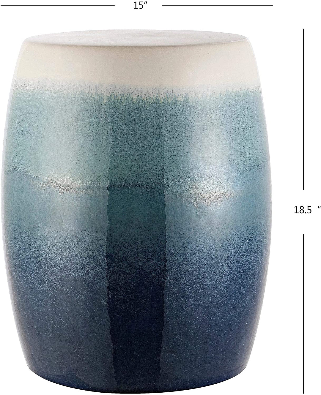 Ombre Ceramic Decorative Garden Stool Blue White Modern Contemporary Glossy