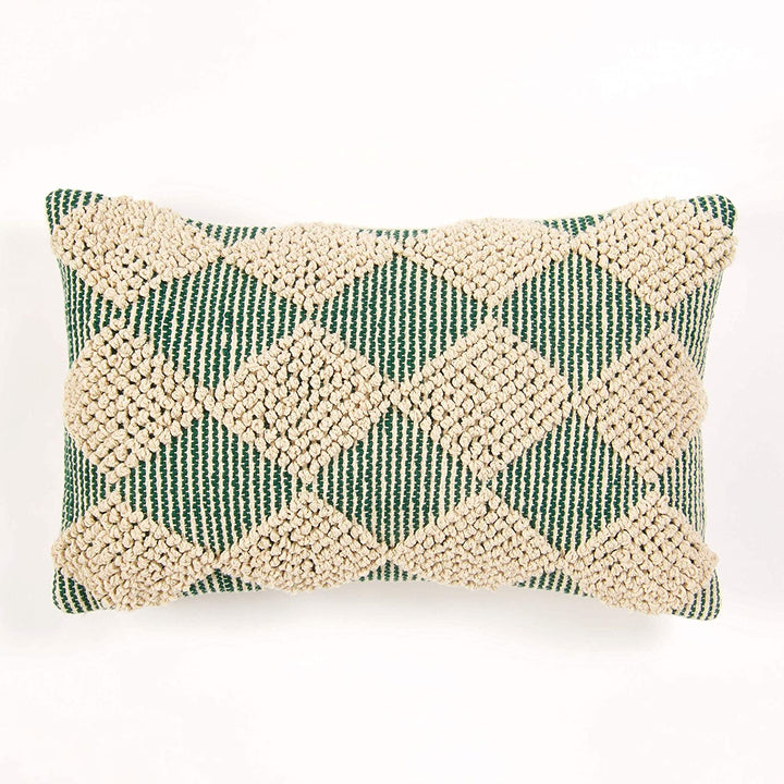 Handwoven Hunter Green/Ivory Accent Pillow Green Diamond