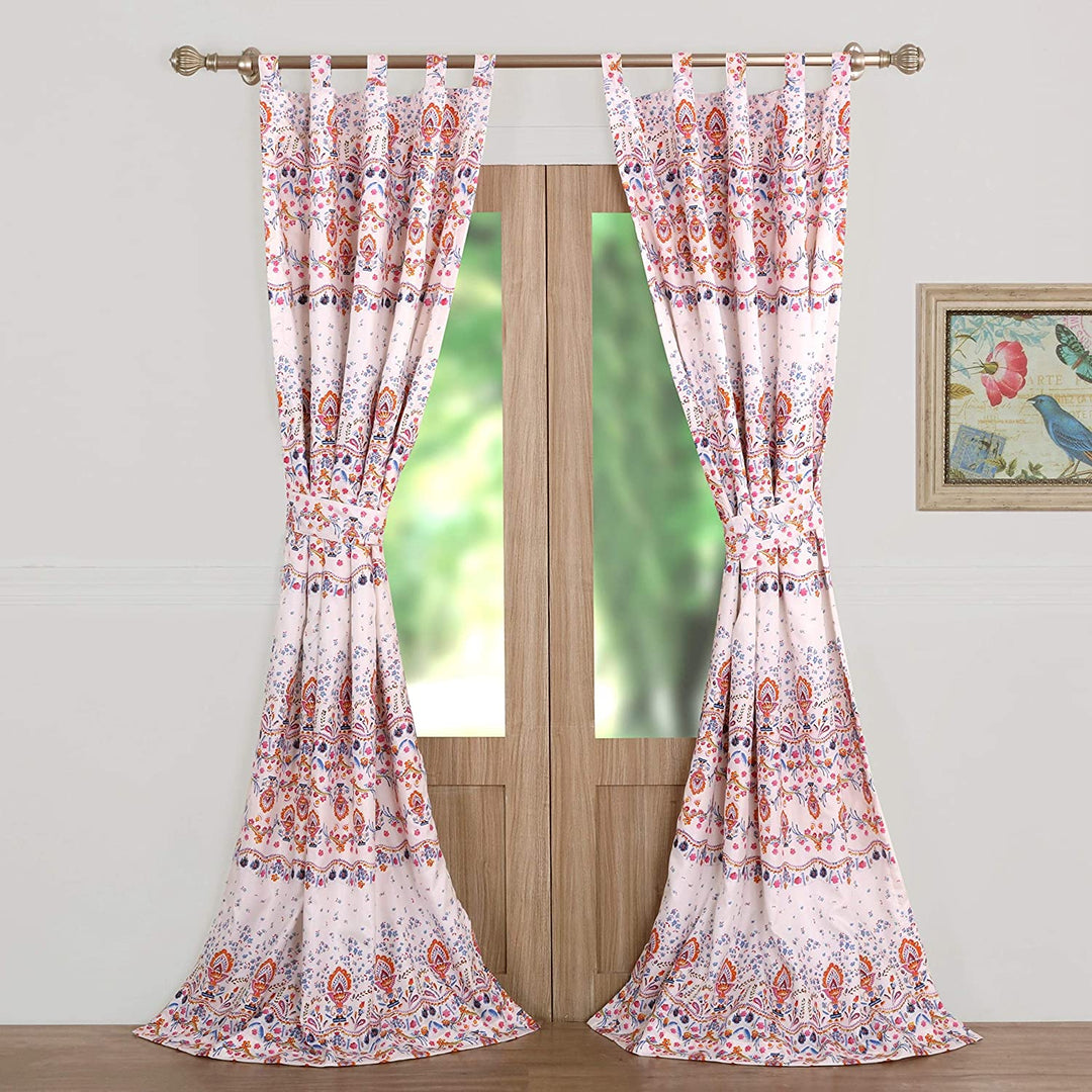 Amber Curtain Panel Pair Color Floral Bohemian Eclectic Casual Polyester Lined - Diamond Home USA