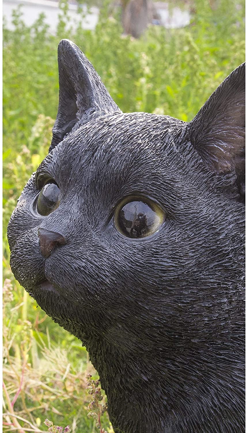 Black Cat Walking Looking Left Statue Polyresin - Diamond Home USA