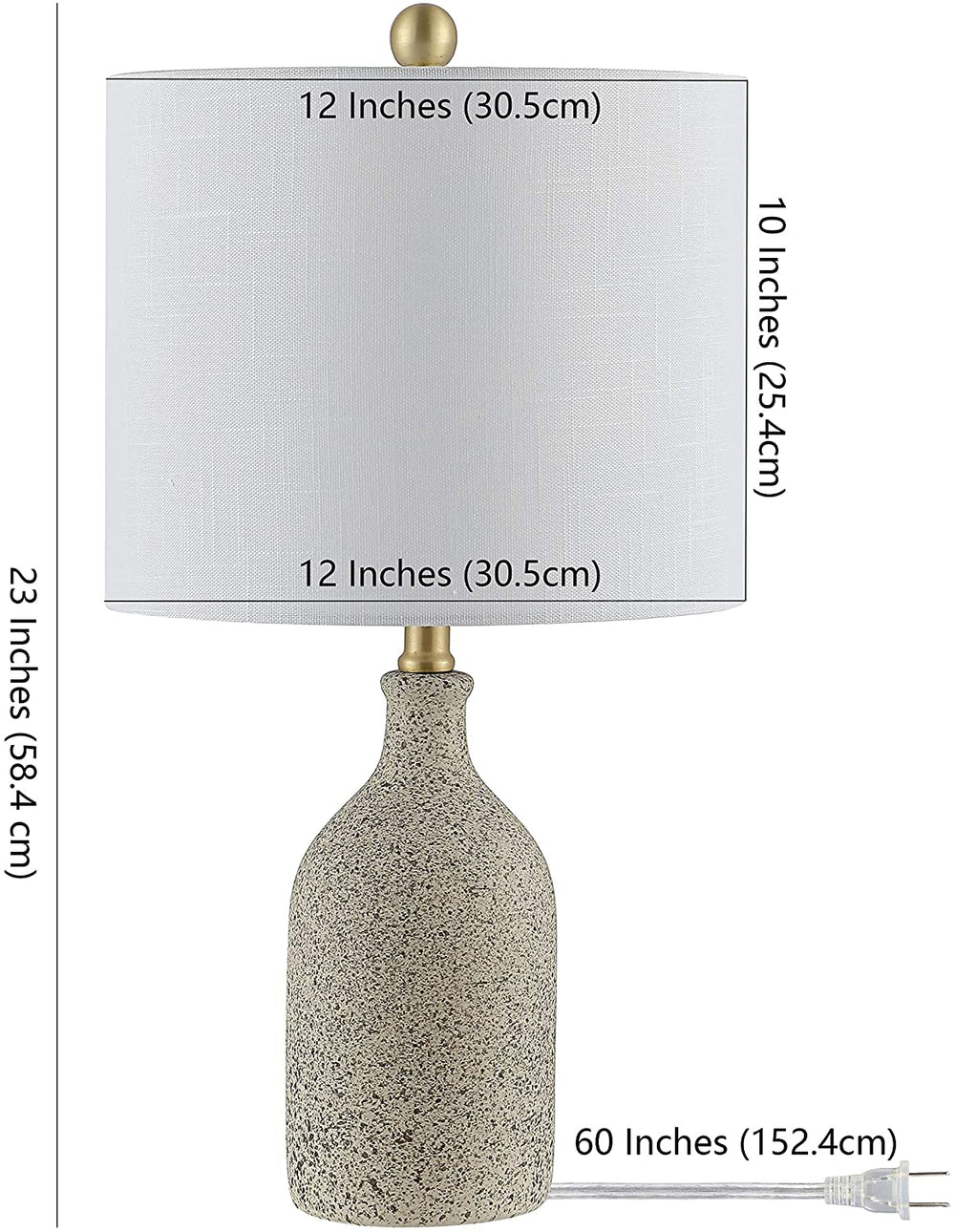 Lighting 23 inch Ceramic Table Lamp 12" X 23" Grey Modern Contemporary Traditional Gold Bulbs Included - Diamond Home USA