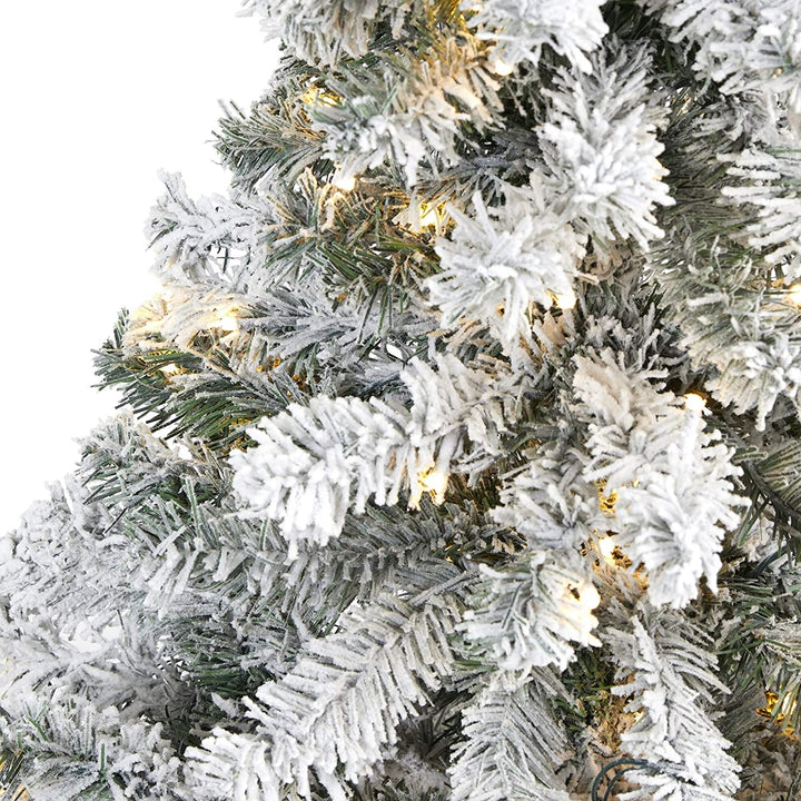 4' Flocked Rock Springs Spruce Christmas Tree Clear Led Green - Diamond Home USA