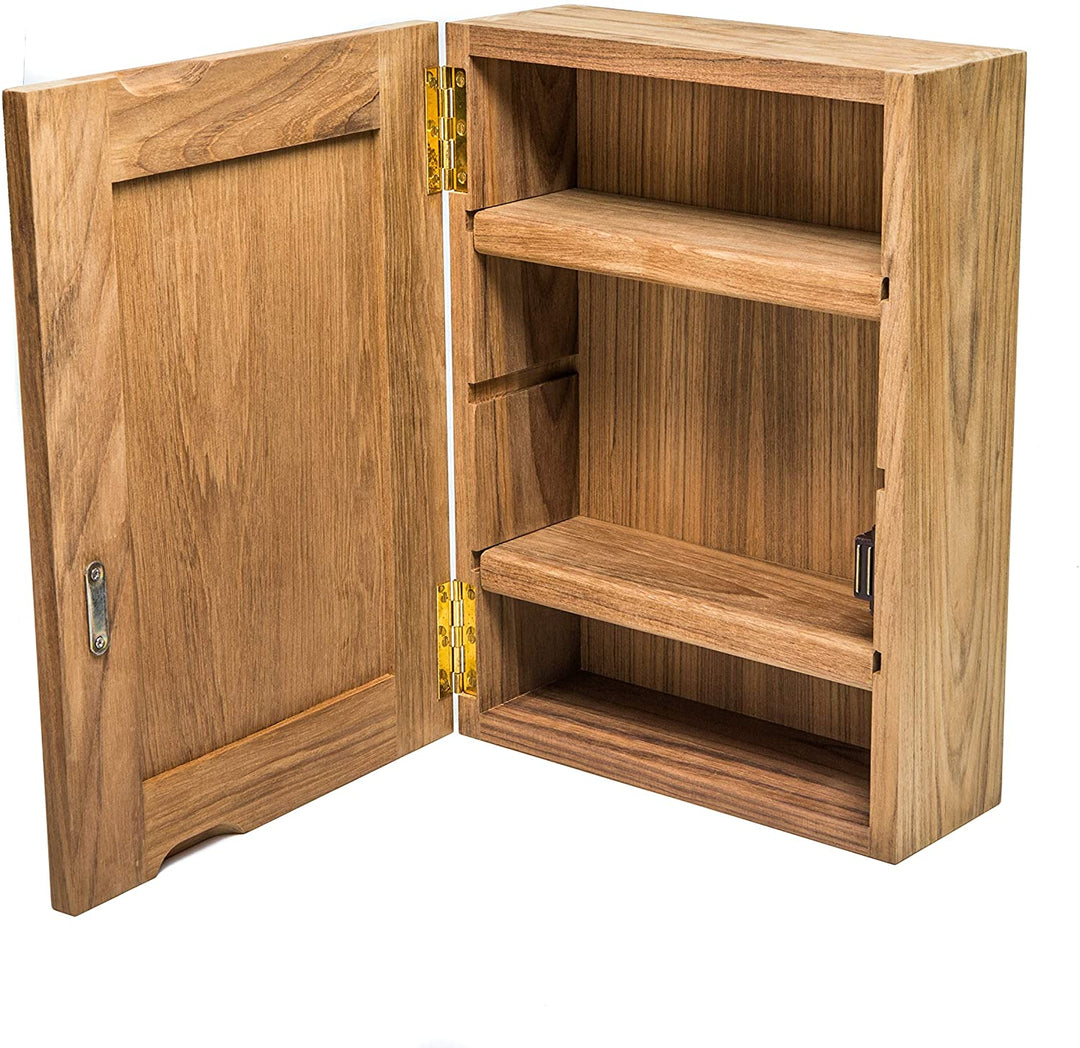 MISC Teak Medicine Chest 11" W X 15" H 4 1/2"d Brown Wood Natural Finish