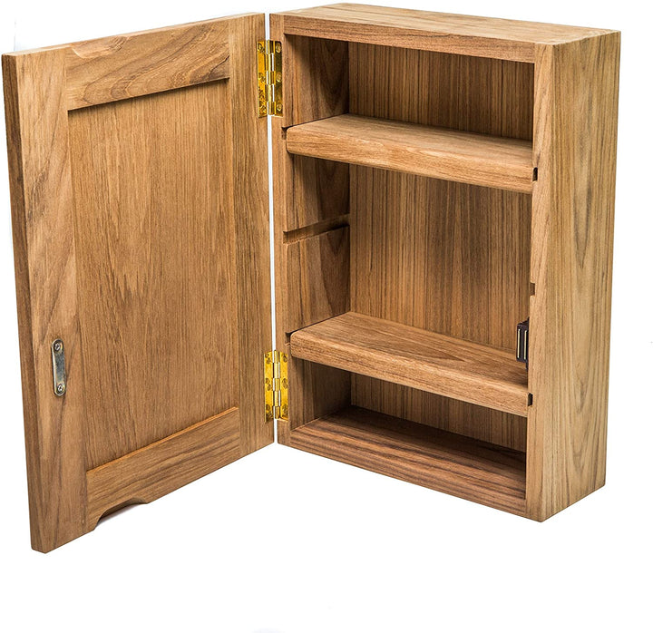 MISC Teak Medicine Chest 11" W X 15" H 4 1/2"d Brown Wood Natural Finish