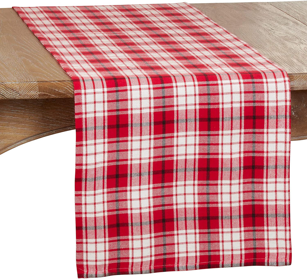 Small Paid Design Table Runner 16"x72" Red Cotton - Diamond Home USA