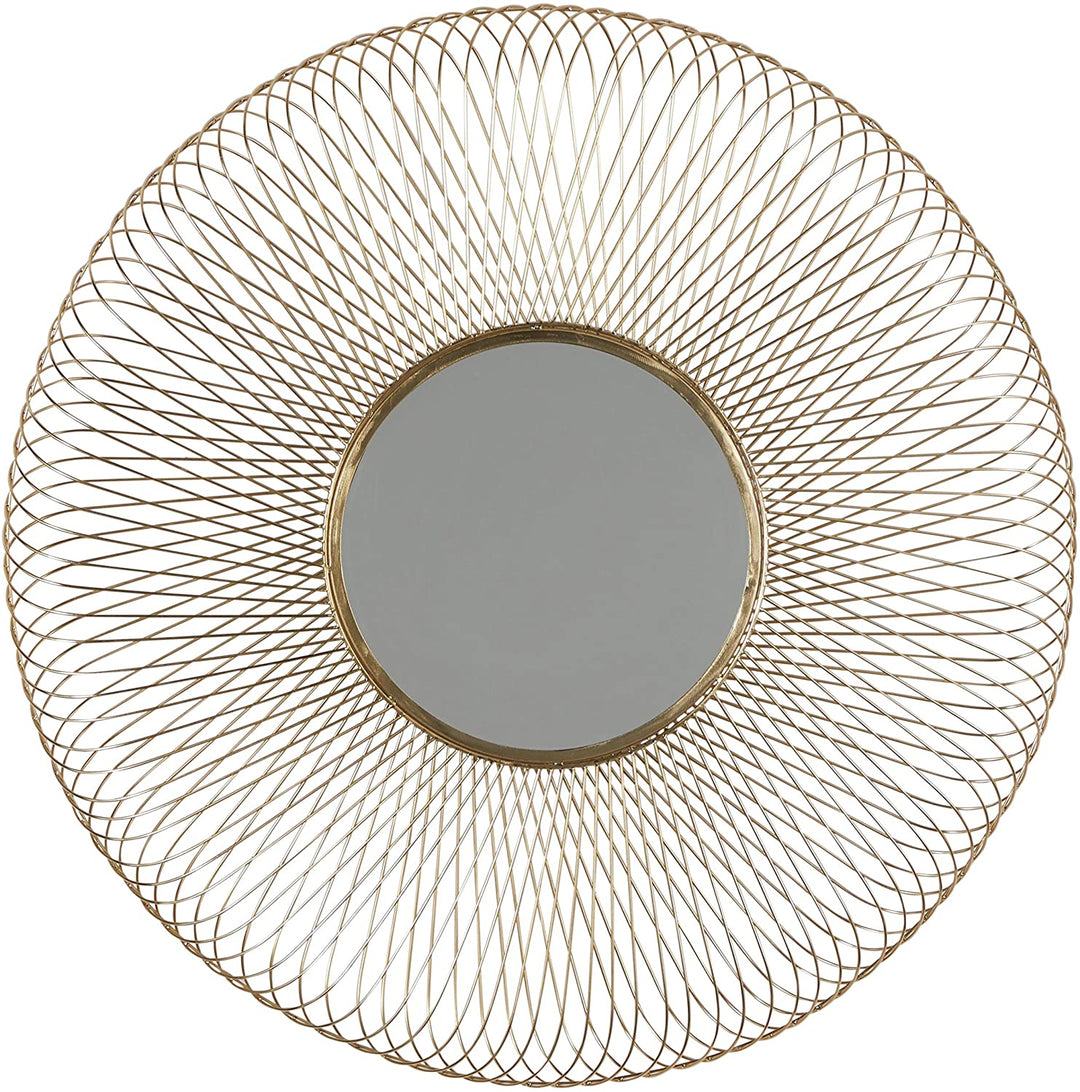 Large Metallic Gold Metal Geometric Round Mirror 0" 0 X