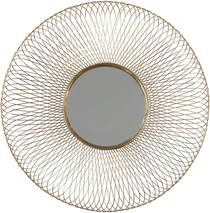 Large Metallic Gold Metal Geometric Round Mirror 0" 0 X
