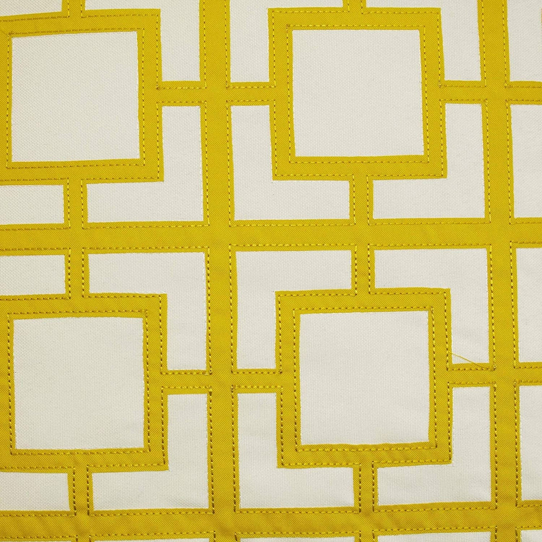 Modern Links Applique Indoor Outdoor Decorative Pillow Yellow Geometric Contemporary Polyester - Diamond Home USA