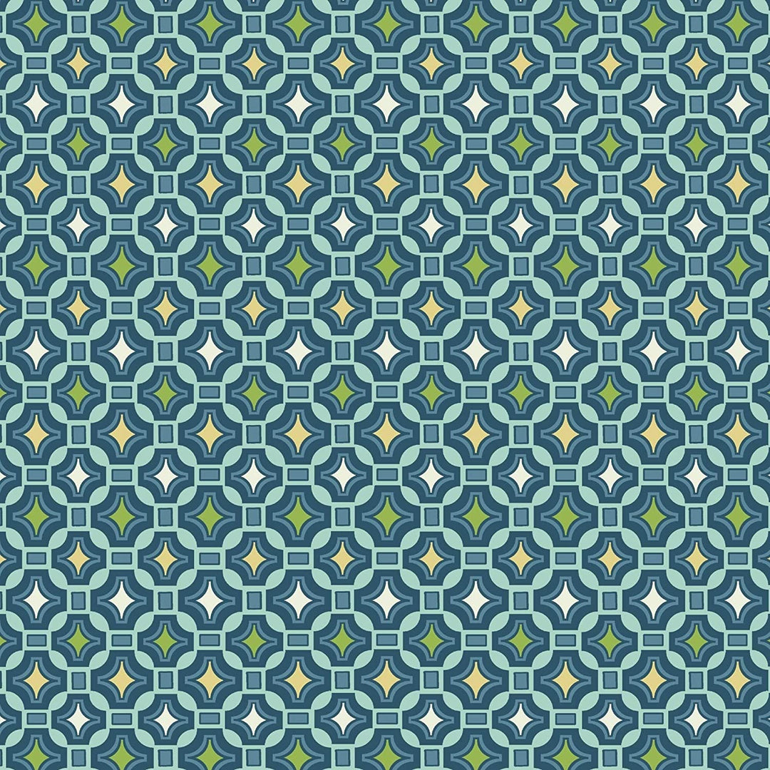 Tile Outdoor Deep Seat Set Blue Geometric Transitional Polyester Uv Resistant