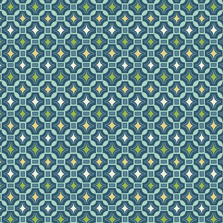Tile Outdoor Deep Seat Set Blue Geometric Transitional Polyester Uv Resistant