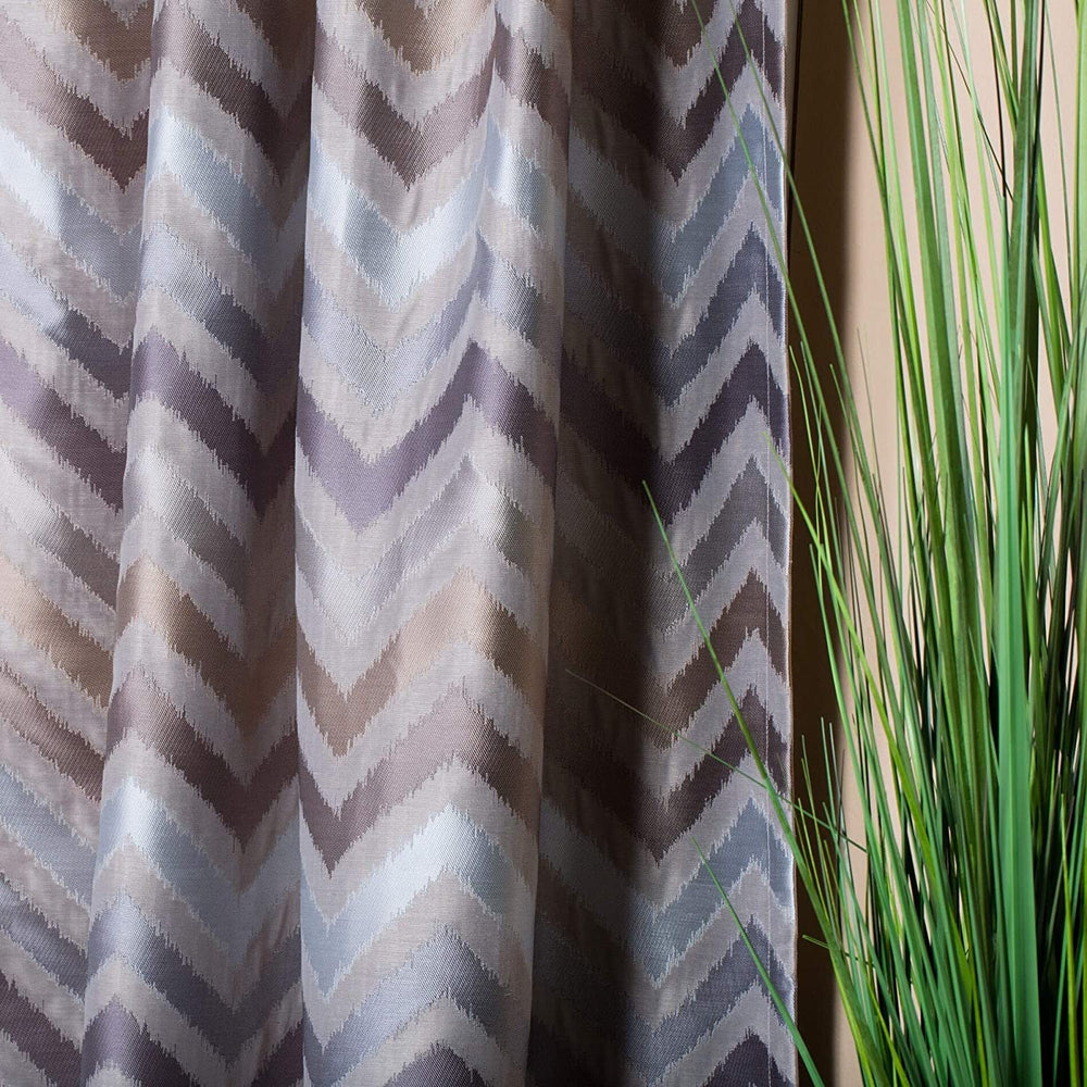 Jacquard Chevron Design Curtain Panel 54 X 96 Tan Casual Modern Contemporary Polyester