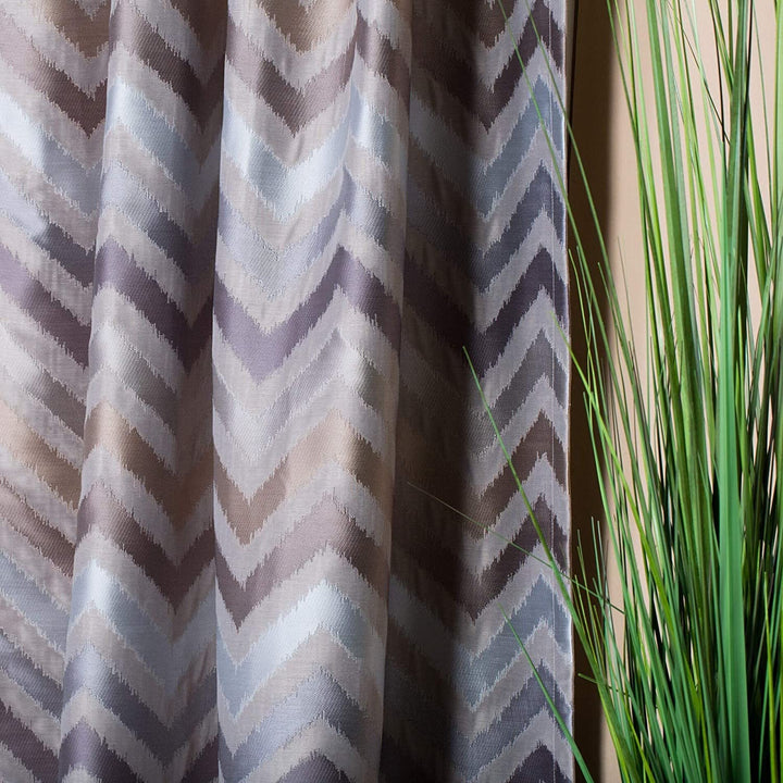 Jacquard Chevron Design Curtain Panel 54 X 96 Tan Casual Modern Contemporary Polyester