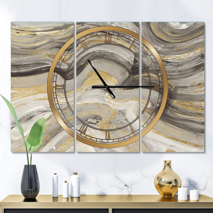 Glam Gold Canion' Glam 3 Panels Oversized Wall Clock 36 Wide
