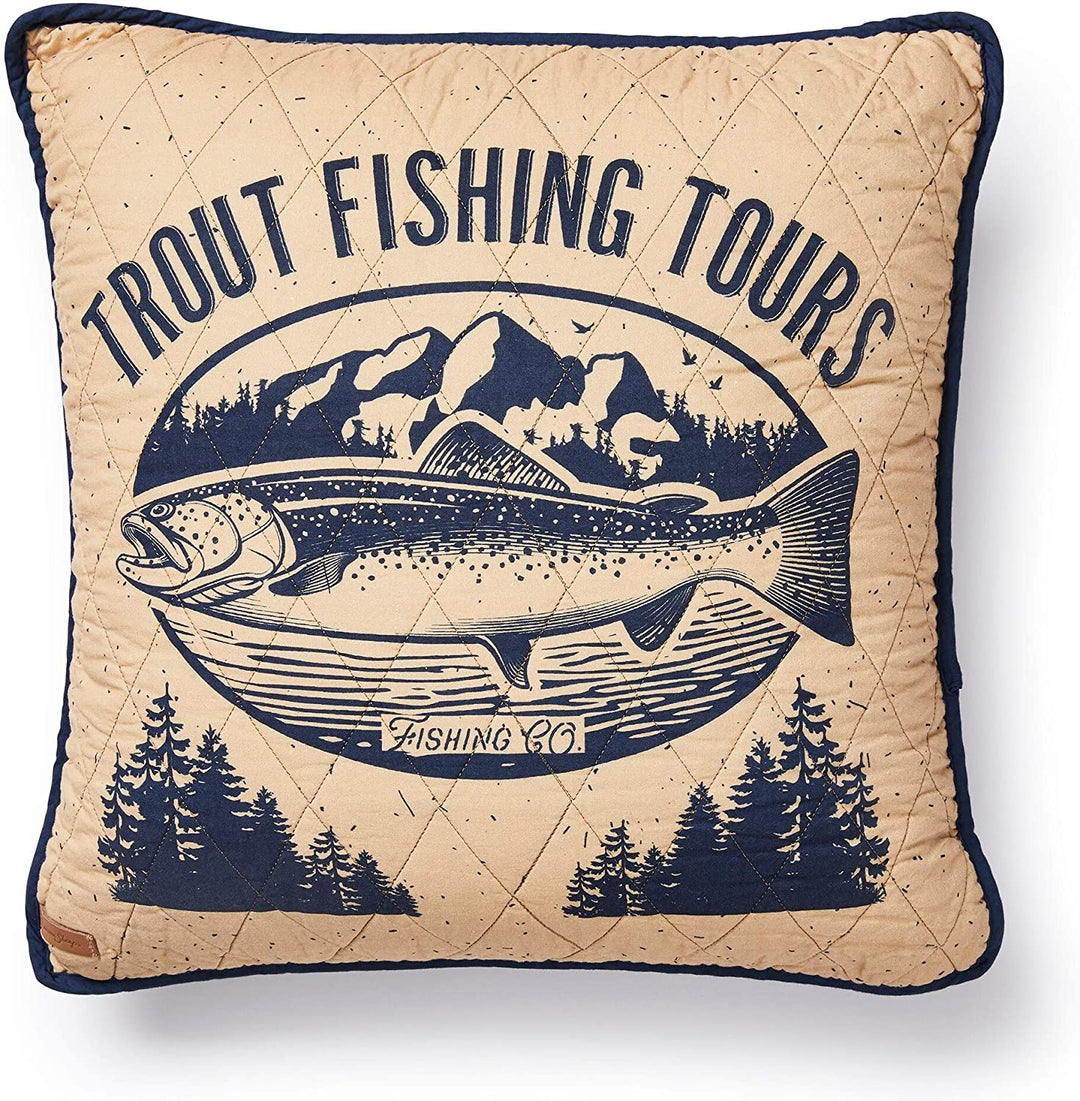 Lakehouse Trout Decorative Pillow Blue Nature Lake House
