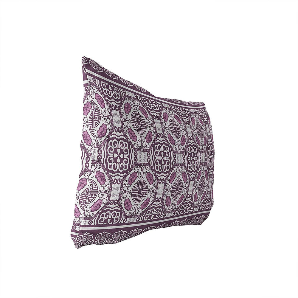 Plum Lumbar Pillow Purple Geometric Global Polyester Single Removable Cover - Diamond Home USA
