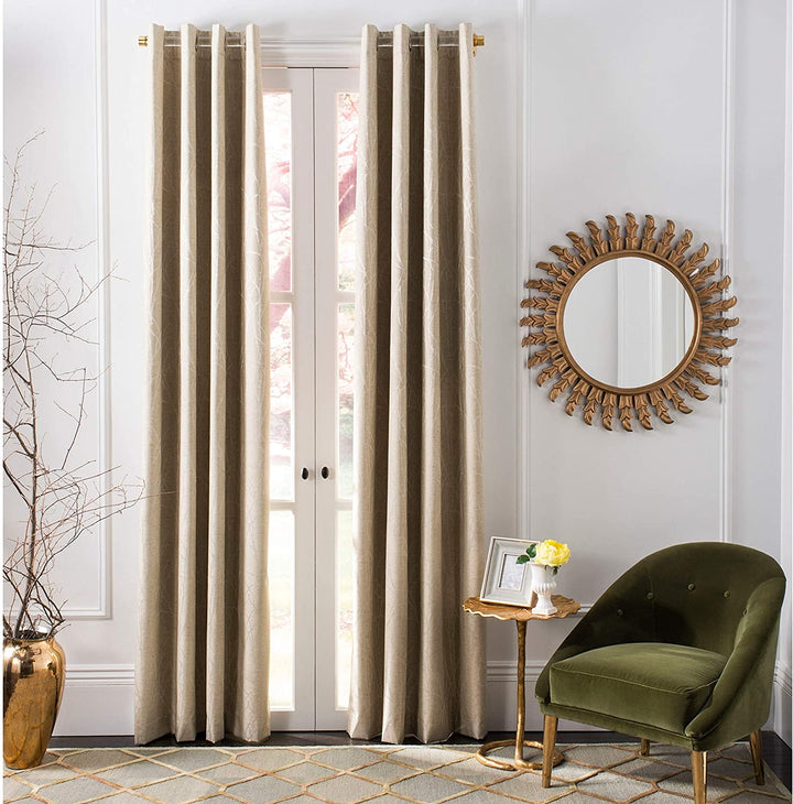Single Curtain Panel Beige 96" L X 52" W Beige Solid