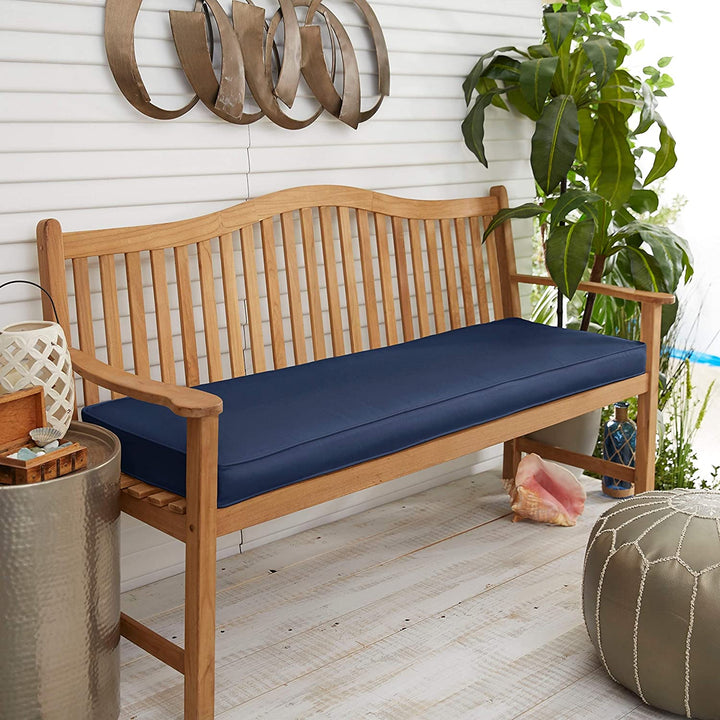 Canvas Navy Blue Indoor/Outdoor Bench Cushion Corded 55 W