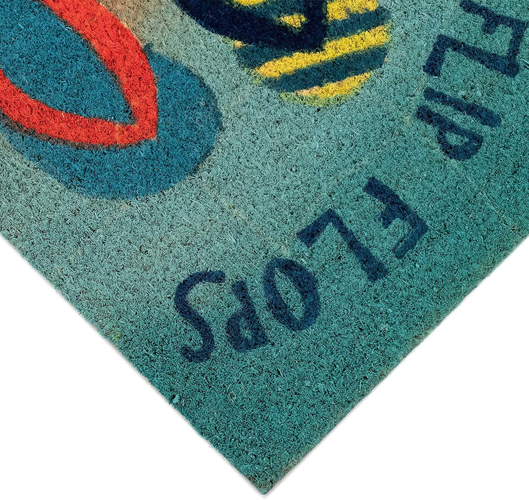 Flip Flops Outdoor Mat Blue 18"x30" Novelty Rectangle L Fiber All Weather - Diamond Home USA