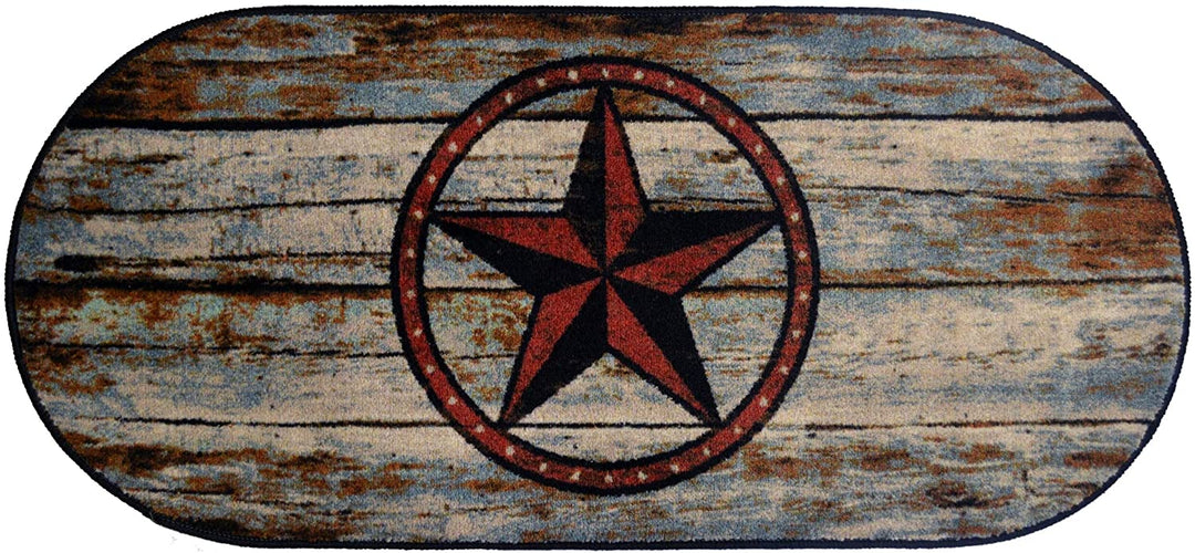 Barn Star Rubber Back Accent Rug 20"x44" Oval 1'8" X 3'8"