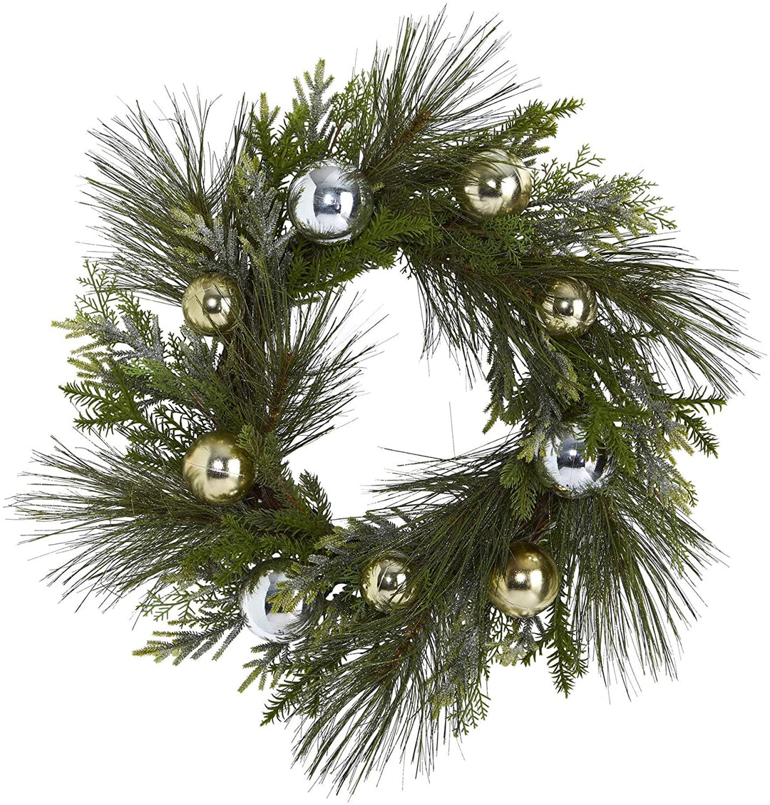 26" Sparkling Pine Wreath Decorative