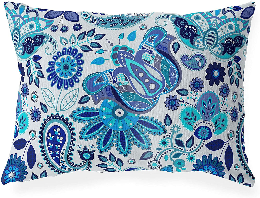 Lumbar Pillow Blue Floral Modern Contemporary Polyester