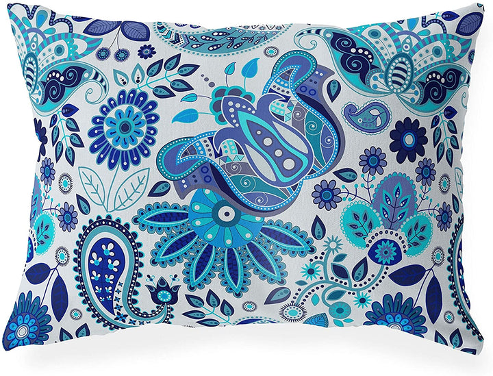 Lumbar Pillow Blue Floral Modern Contemporary Polyester