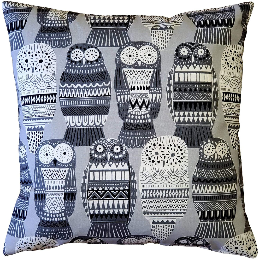Midnight Owl Cotton Throw 17x17 Grey Graphic Casual Single