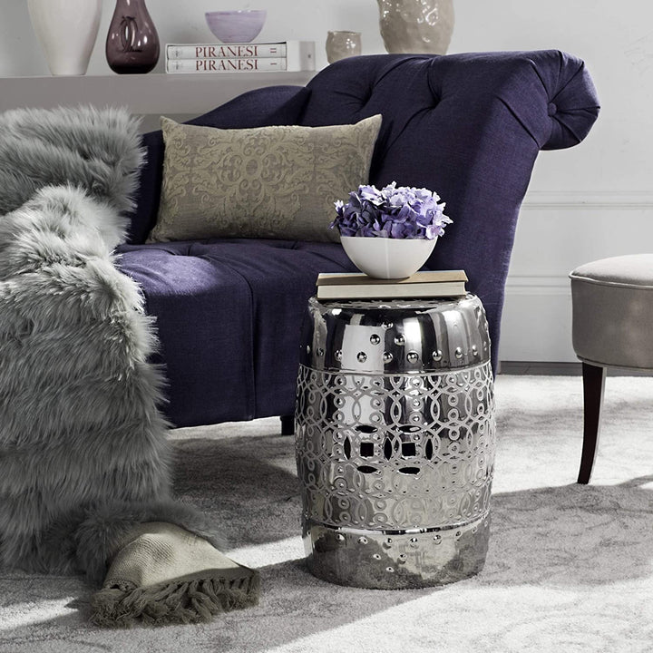 Plated Silver Garden Stool 13" X 18"