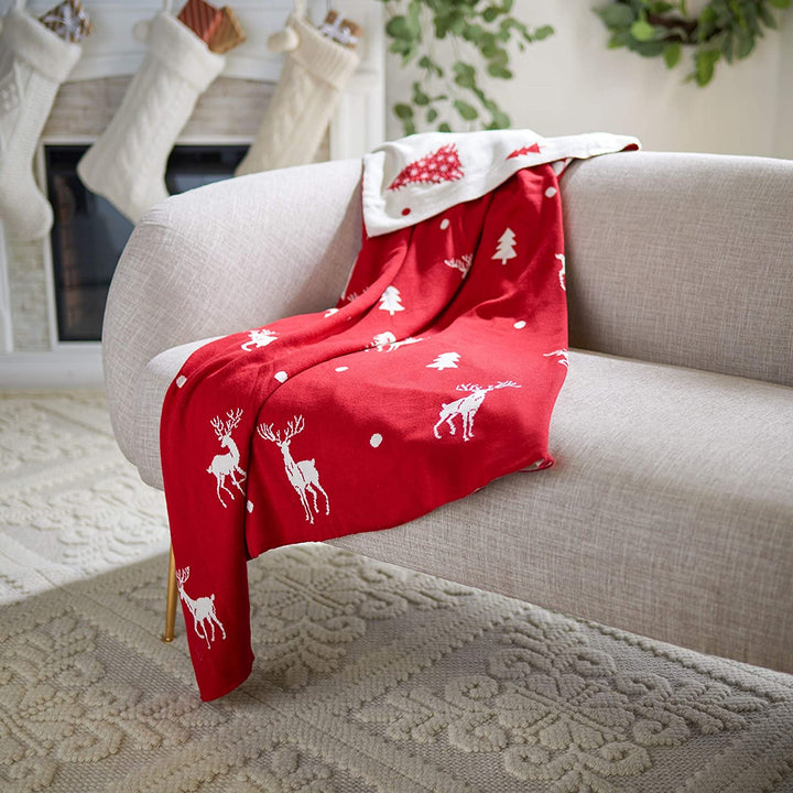 Holiday Miracle Red 50 X 60 inch Throw Blanket Graphic Cabin