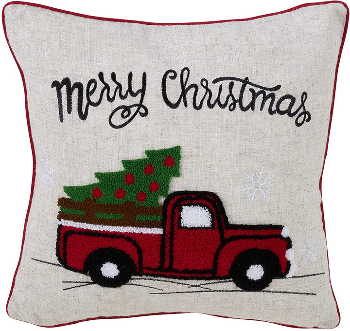 Christmas Vintage Red Truck Down Filled Throw Pillow Color