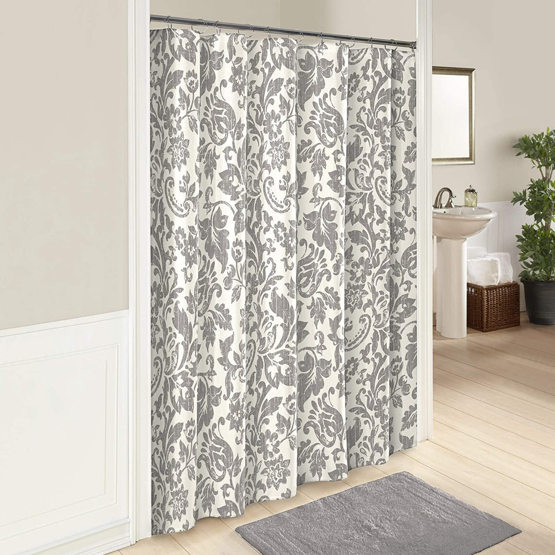 Shower Curtain Grey Purple Graphic