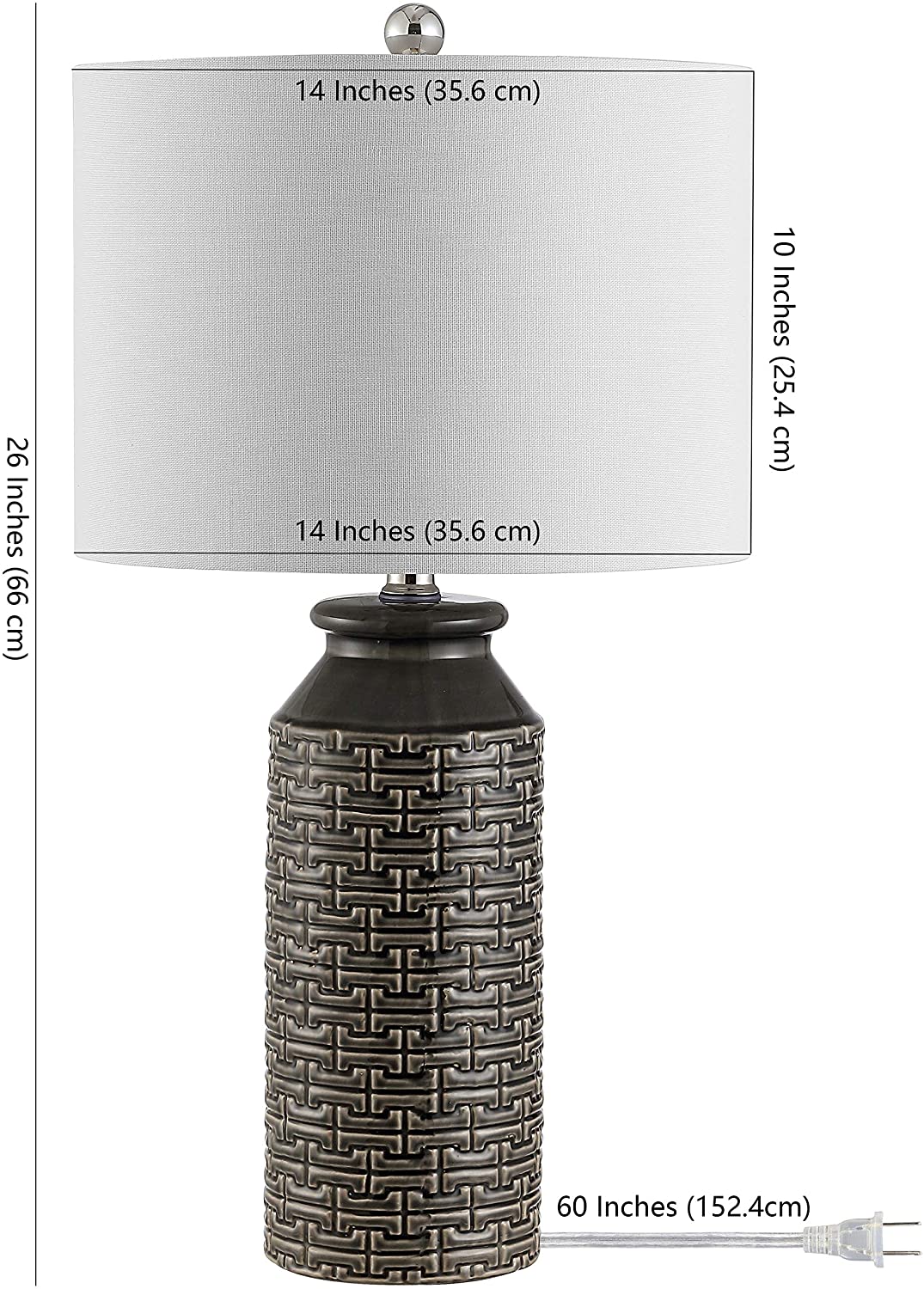 Lighting 25 inch Ceramic Table Lamp 14" X 25" Grey Modern Contemporary Traditional Chrome Bulbs Included - Diamond Home USA