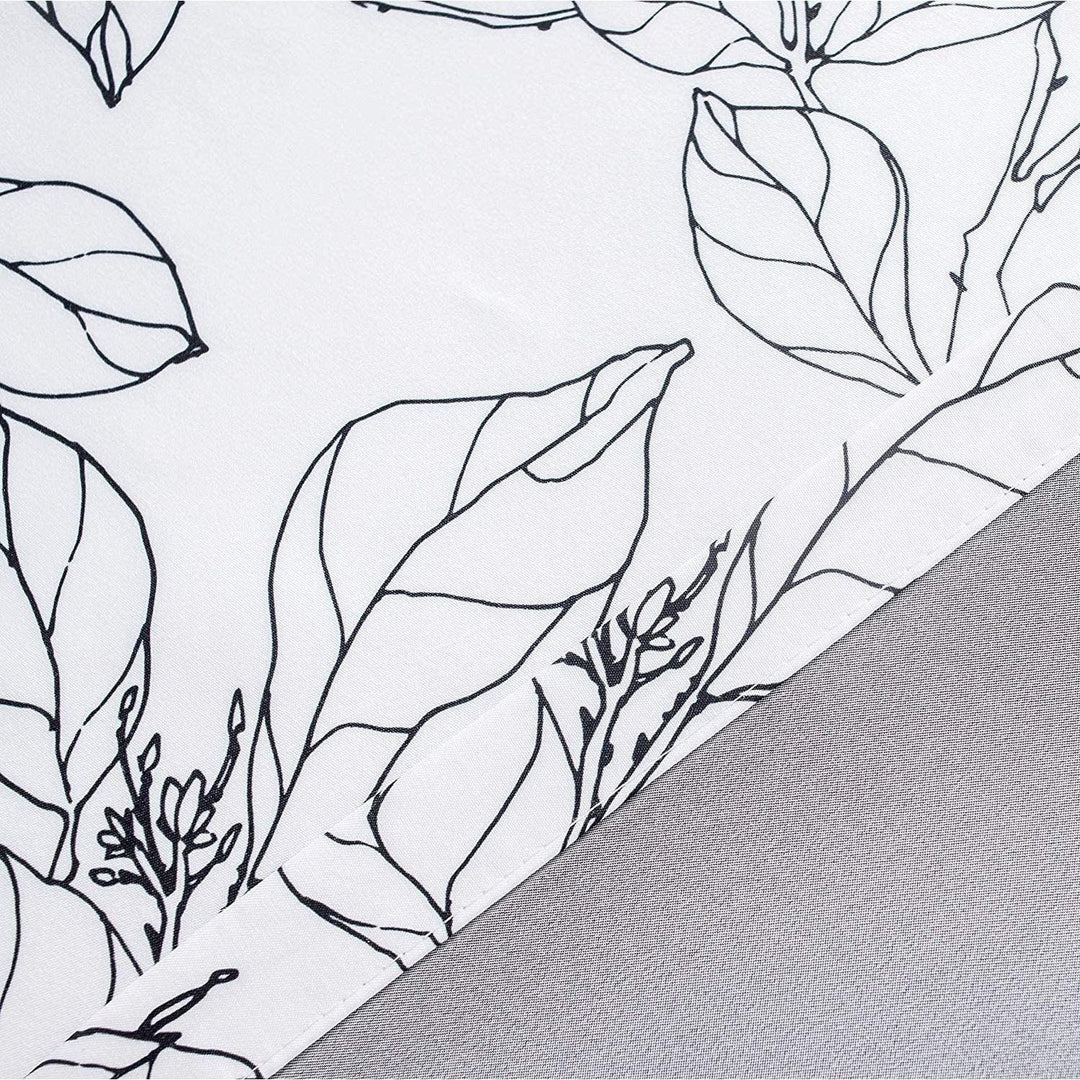 Sketch Tie Up Blackout Window Curtain 45 X 63 Black White Floral Mid Century Modern 100% Polyester Lined