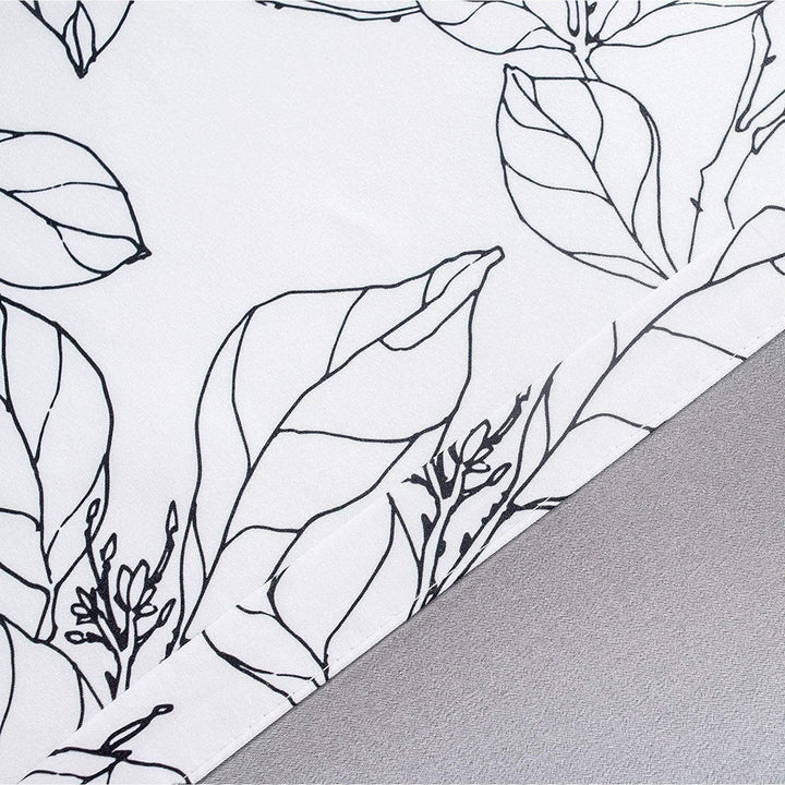 Sketch Tie Up Blackout Window Curtain 45 X 63 Black White Floral Mid Century Modern 100% Polyester Lined