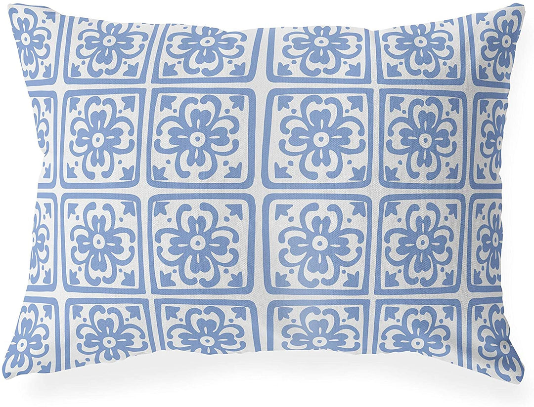 Indoor|Outdoor Lumbar Pillow by Designs 20x14 Blue Geometric