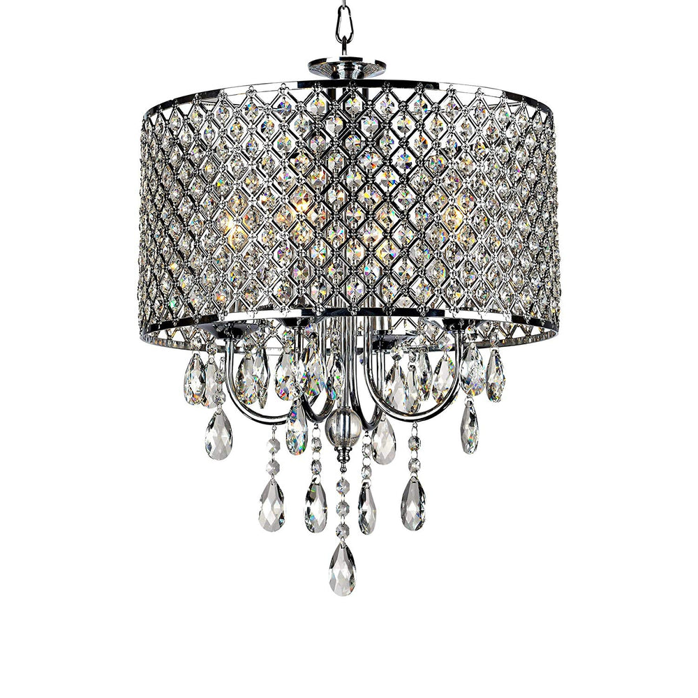 Clear Chrome Glam Chandelier Crystal Light Fixture Pretty Dining Room Lighting Antique Design Glass Metal