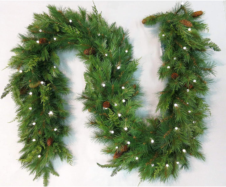 9' Mixed Mountain B/o Garland W/Warm White Led Lights - Diamond Home USA
