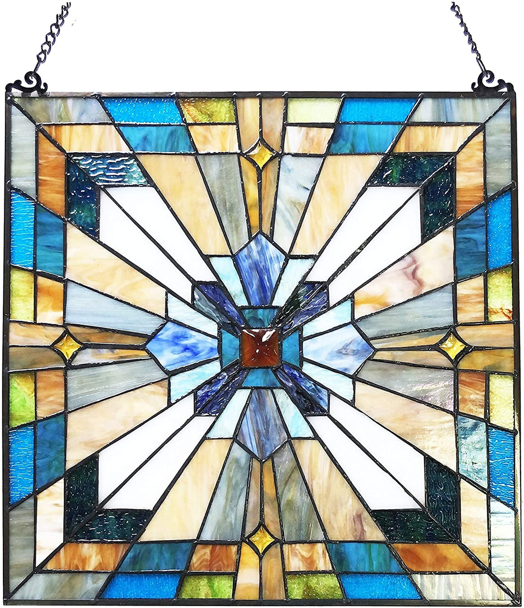 Mission Design/Look Glass Window Panel/suncatcher Color Traditional Square Arts Crafts Includes Hardware