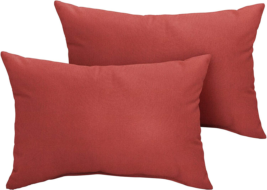 Canvas Henna Indoor/Outdoor Knife Edge Pillow (Set 2) 13 X 20 Brown Orange Solid Transitional Synthetic Fade Resistant Set Uv - Diamond Home USA