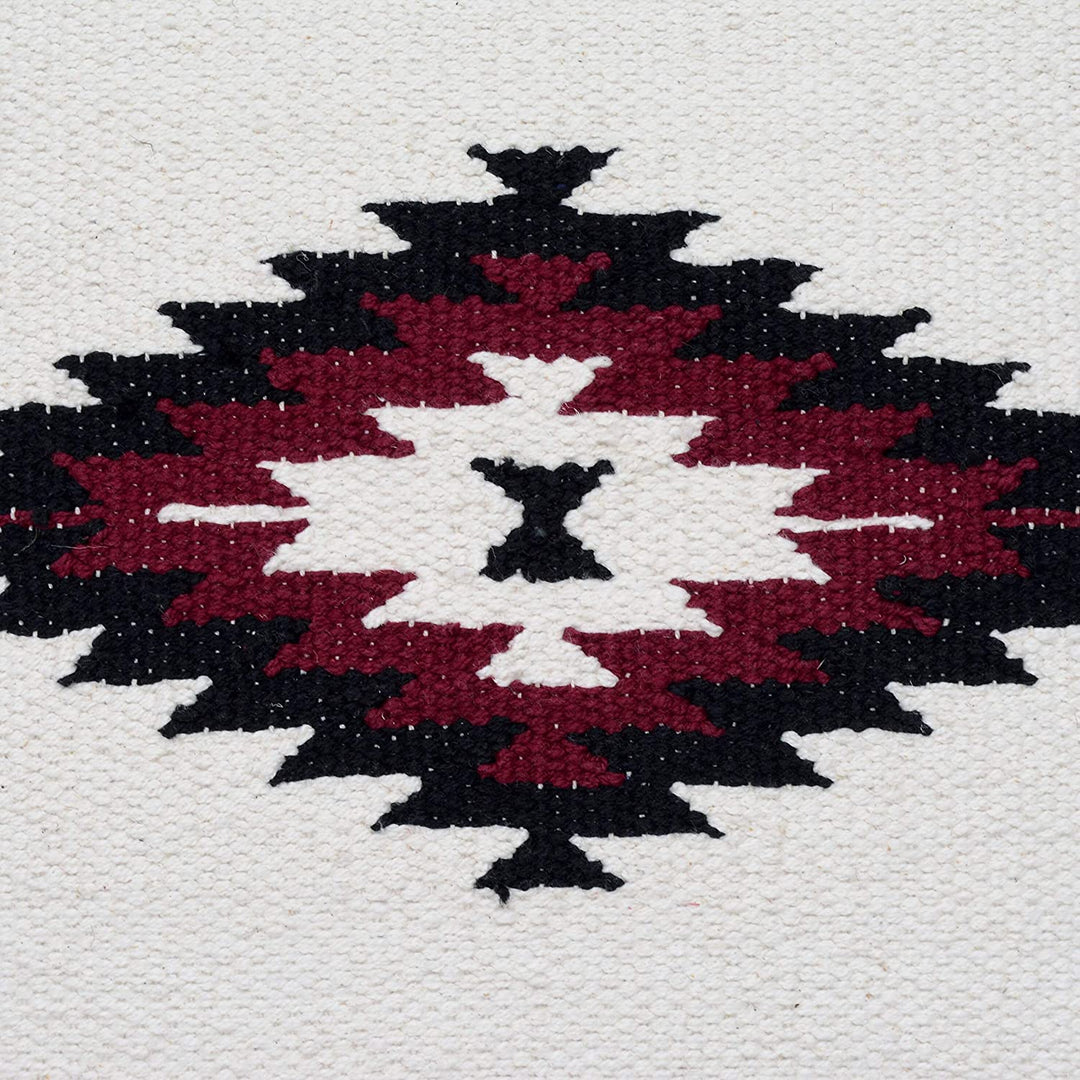 Handmade Cotton 20'' Throw Pillows (Set Two) Black Off White Red Geometric Bohemian Eclectic Two - Diamond Home USA