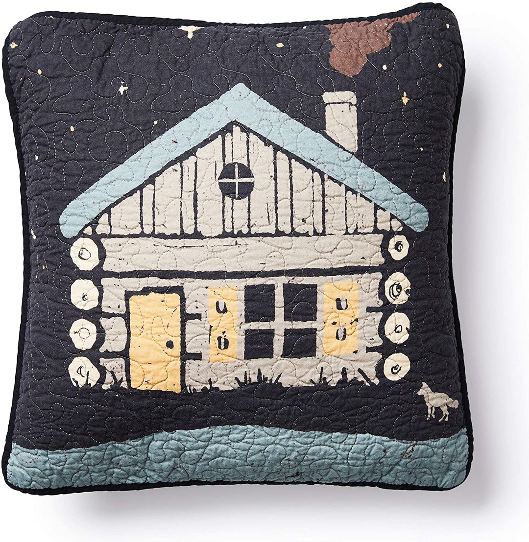 Moonlit Cabin Square Decorative Pillow Black Nature Lodge
