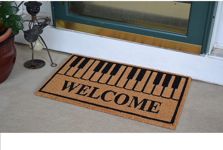 Piano Keys Welcome Outdoor Doormat Color Rectangle Coir All Weather - Diamond Home USA