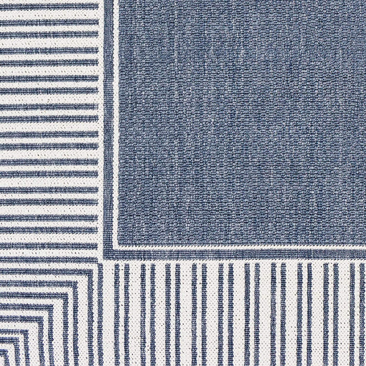 Border Indoor/Outdoor Area Rug 3'7" X 5'7" Blue White Transitional Rectangle Olefin Latex Free Pet Friendly Stain Resistant - Diamond Home USA