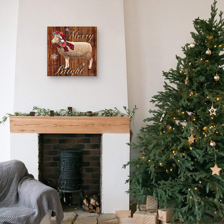 Farm X mas Sheep Art Modern Contemporary Wood - Diamond Home USA