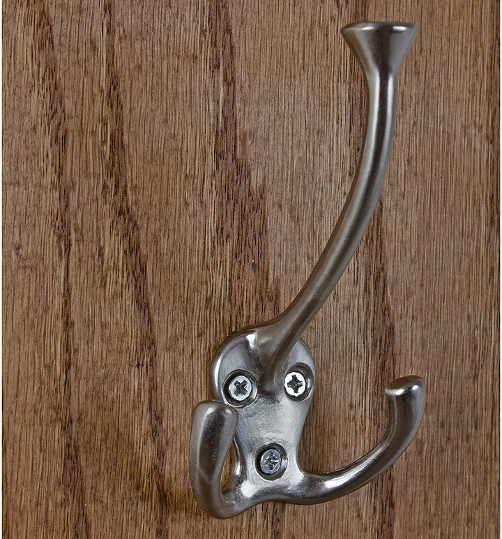 MISC 5 Pack 4 1/2 Satin Nickel Coat Tri Hooks Silver Zinc Finish