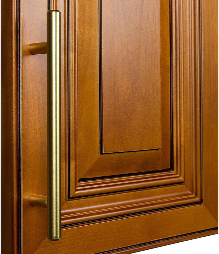 5 inch CC 7 375 inch Long Solid Satin Gold Cabinet Bar Pulls (Pack 10) Metal Finish - Diamond Home USA