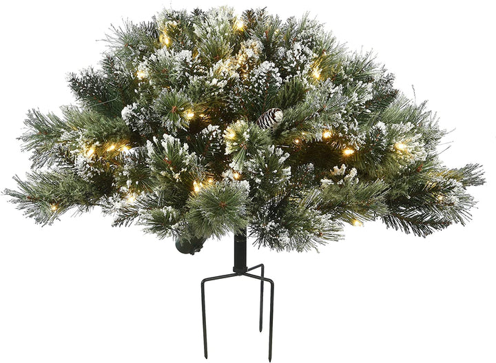 36" Glittery Bristle Pine Urn Filler Green Led