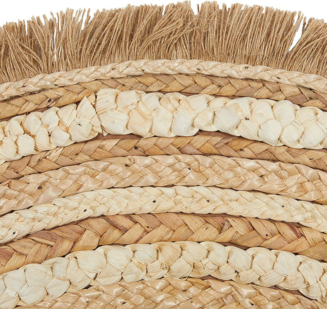 Large Round Wood Wicker Beige Wall Mirror 38" d 38 X 1 38round Tan - Diamond Home USA