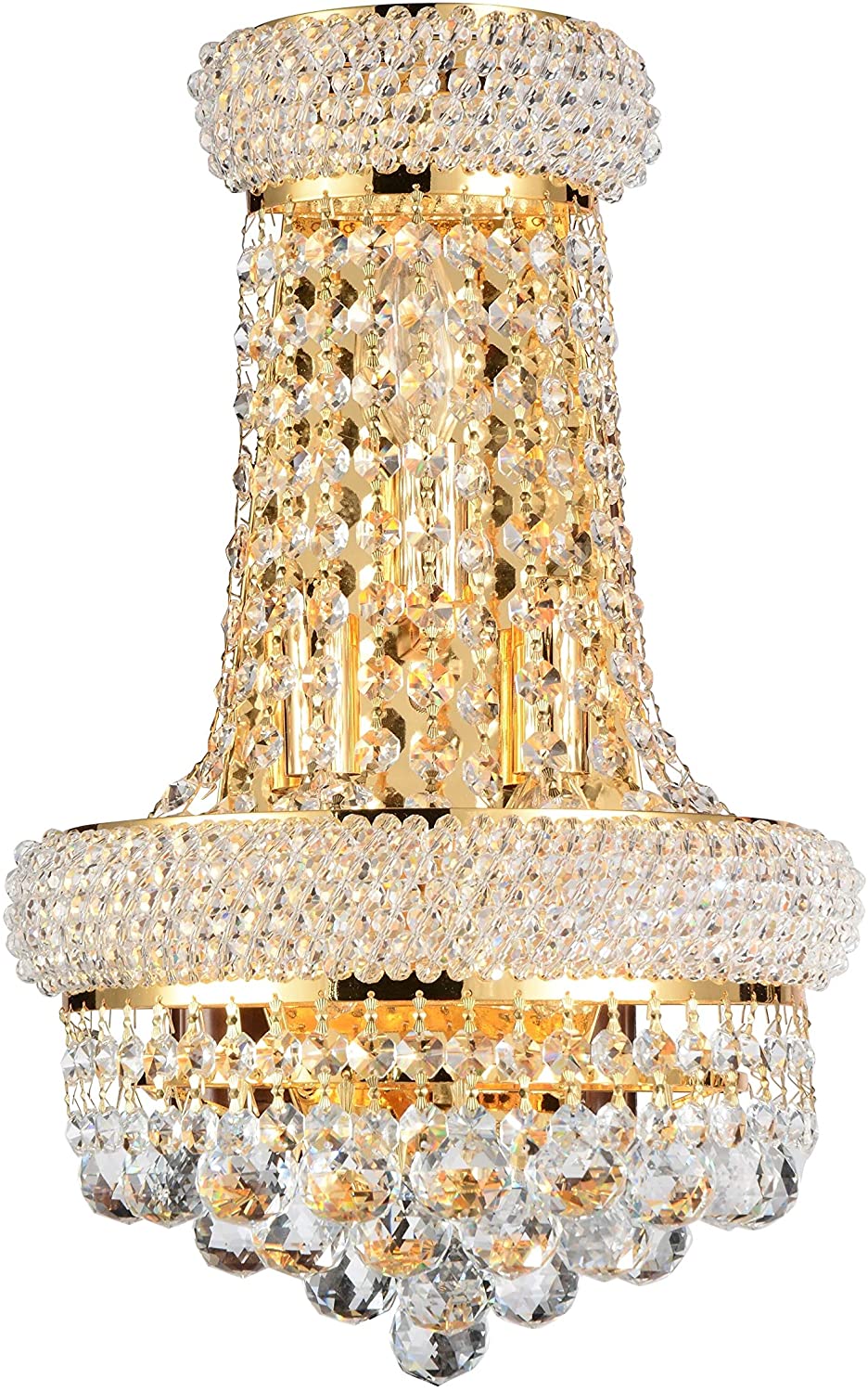 3 Light Wall Sconce Goldtone Finish Metallic Traditional